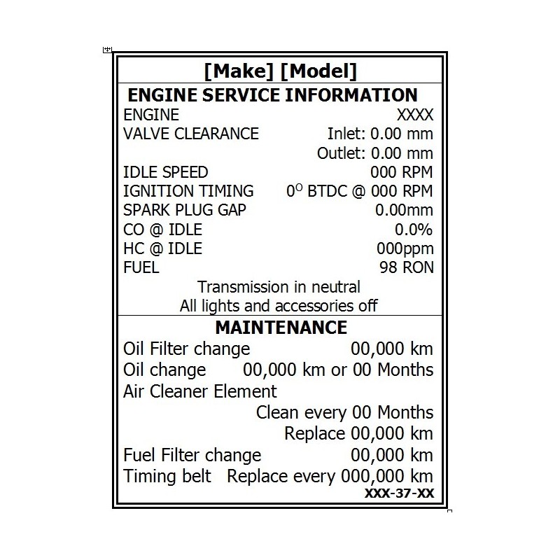 GTO Emission Placard                