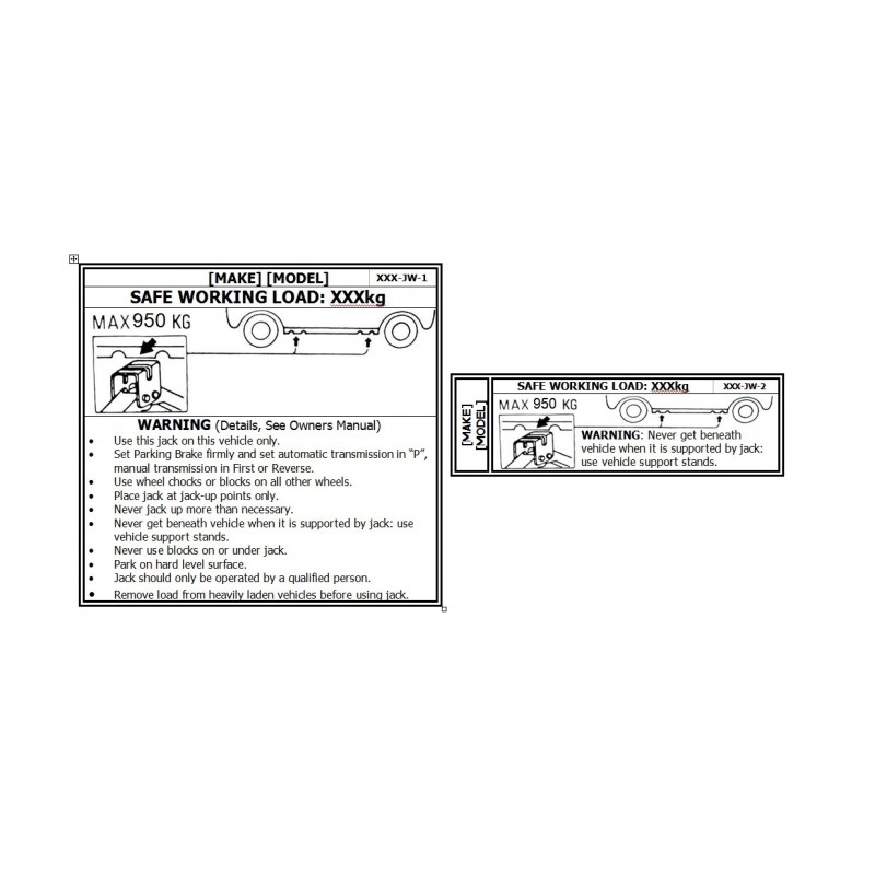 V36 Jack Warning Placard