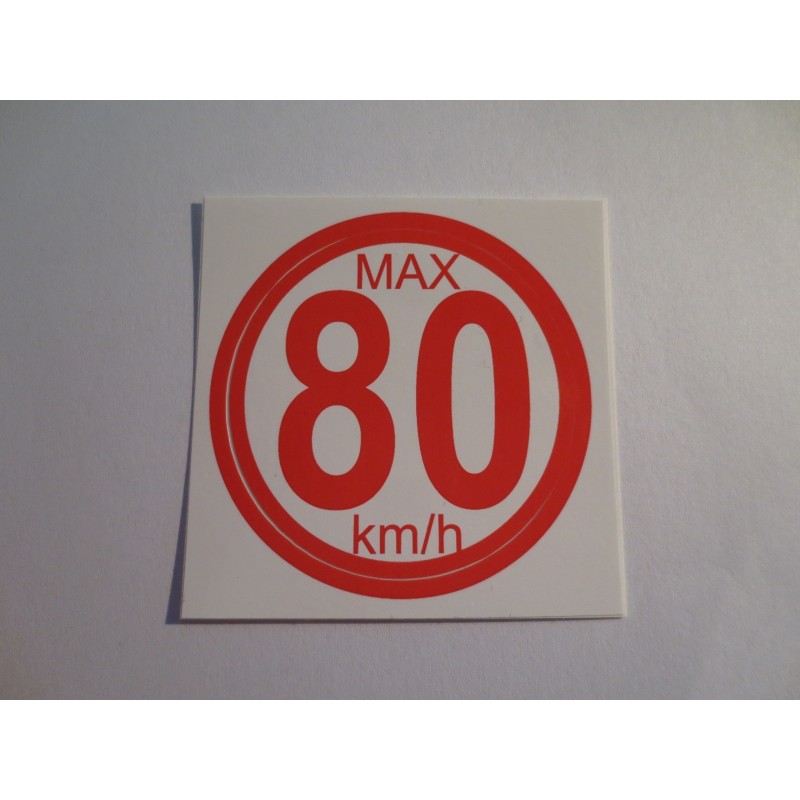 Max 80kmh Placard